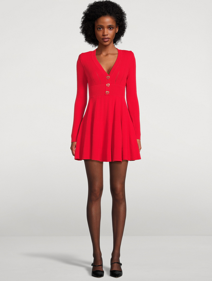 SELF-PORTRAIT Pointelle Knit Mini Dress | Holt Renfrew