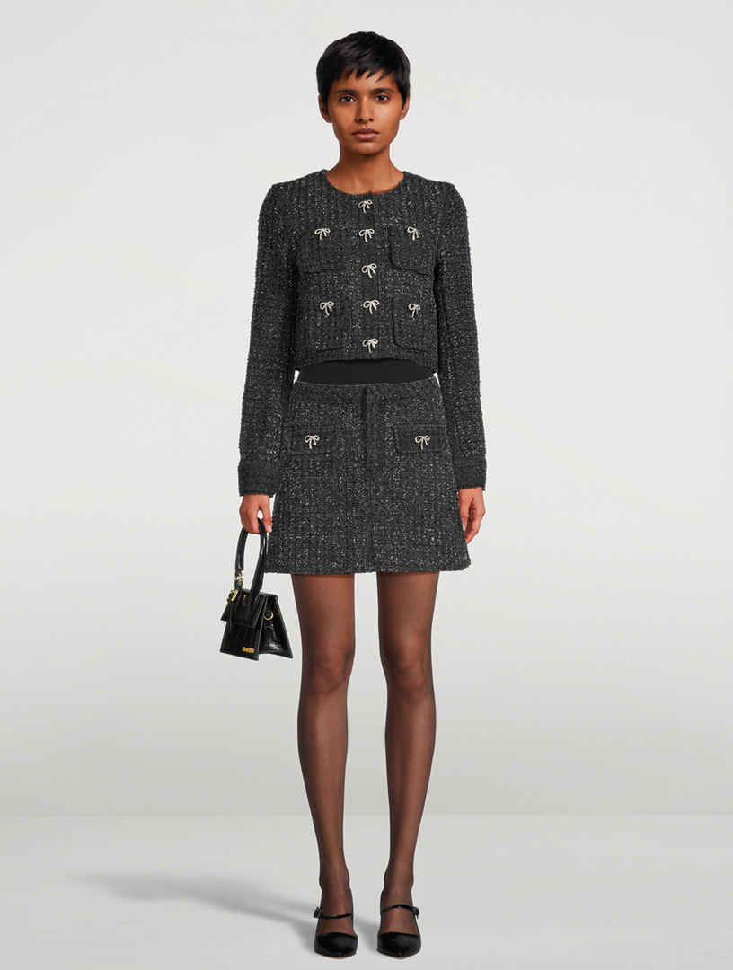 【関税込み】SELF PORTRAIT Textured denim skirt Textured Denim Mini Skirt – self-portrait-US