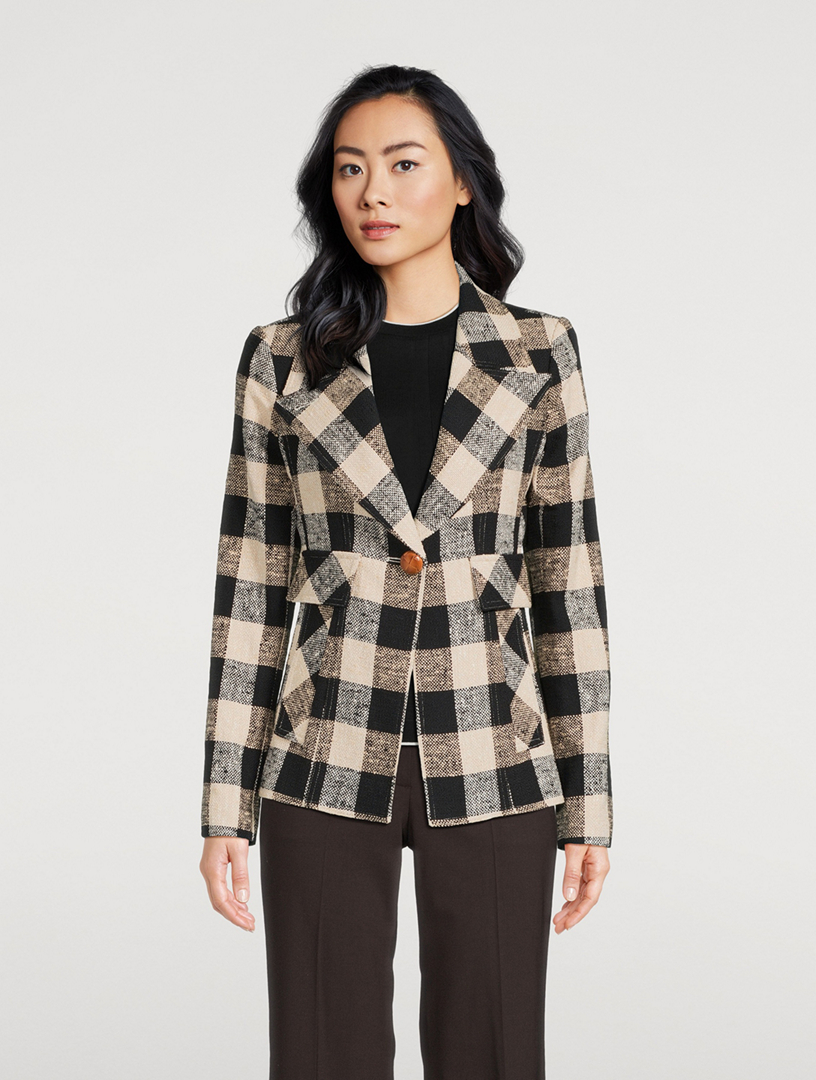 Cut-Away Blazer Check Print