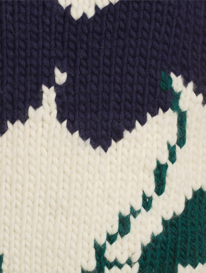 Merino Wool Intarsia Flower Sweater