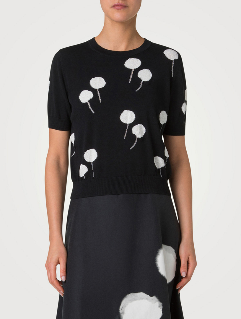 Dandelion Intarsia Short-Sleeve Top