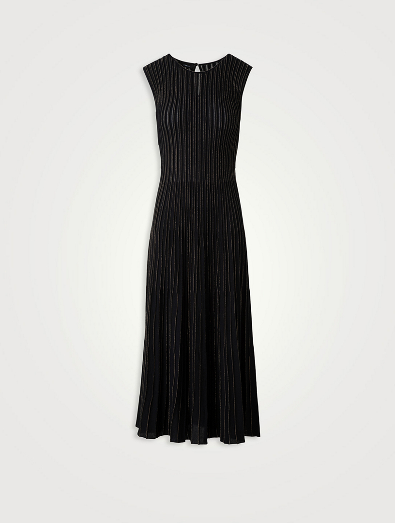 Pinstripe Sleeveless Midi Dress