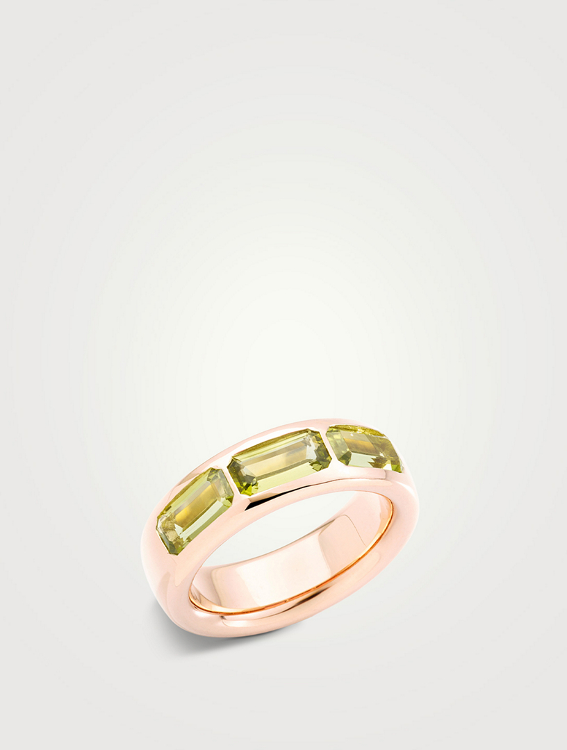Iconica 18K Rose Gold Ring With Peridots