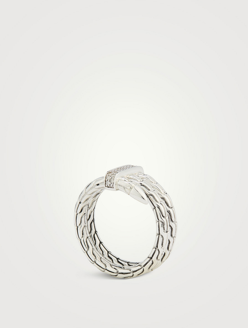 Spear Sterling Silver Ring With Diamonds