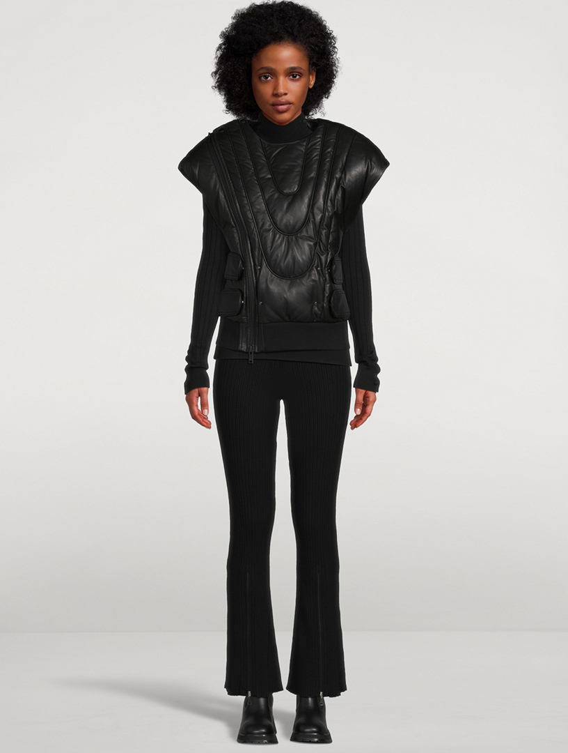 Moose Knuckles x Luar Leather Down Bomber Jacket