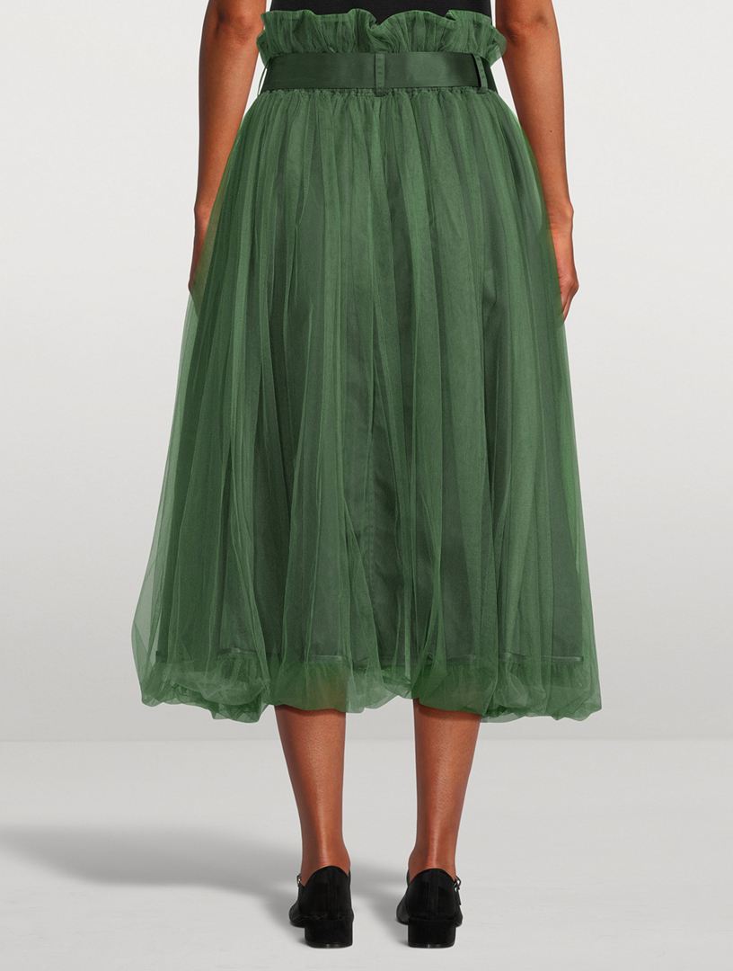 Reversible Tulle And Nylon Midi Skirt