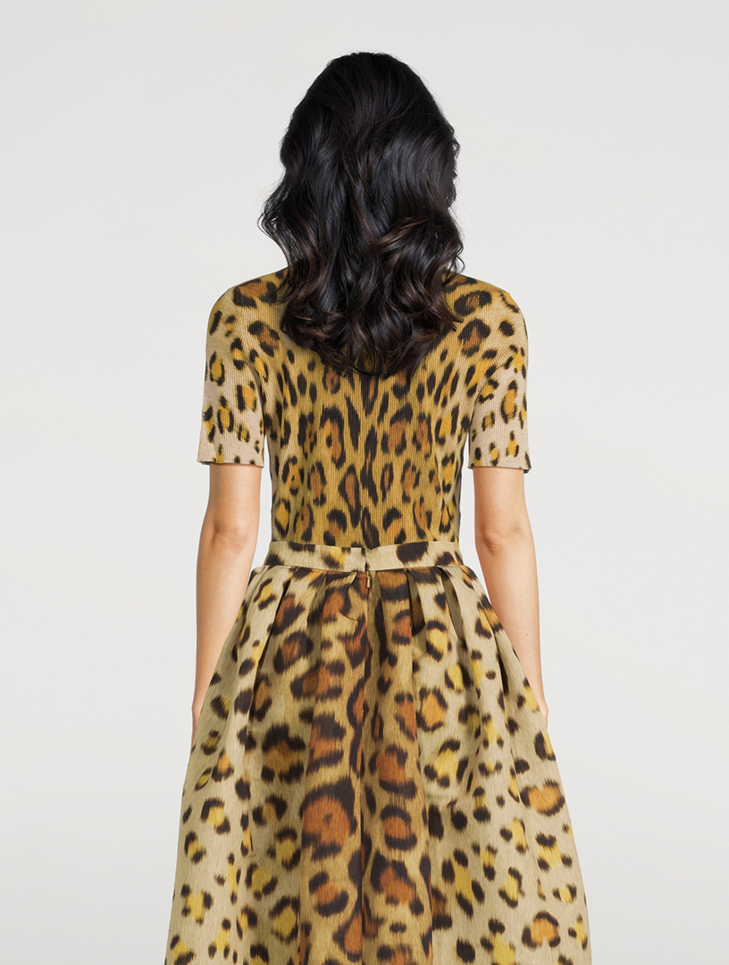 Ribbed Mockneck Top Jaguar Print