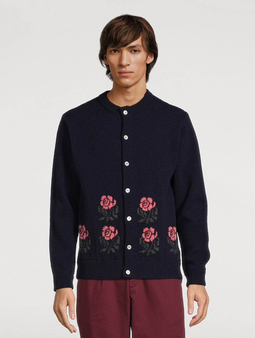 Floral Intarsia Wool Cardigan