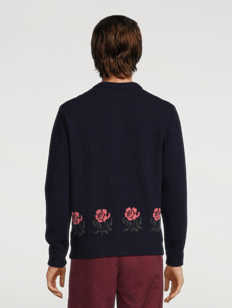 Floral Intarsia Wool Cardigan
