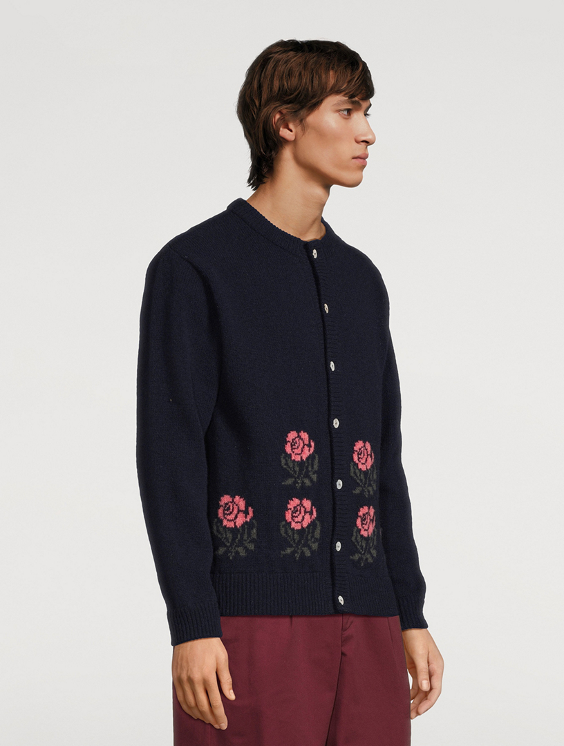 Floral Intarsia Wool Cardigan