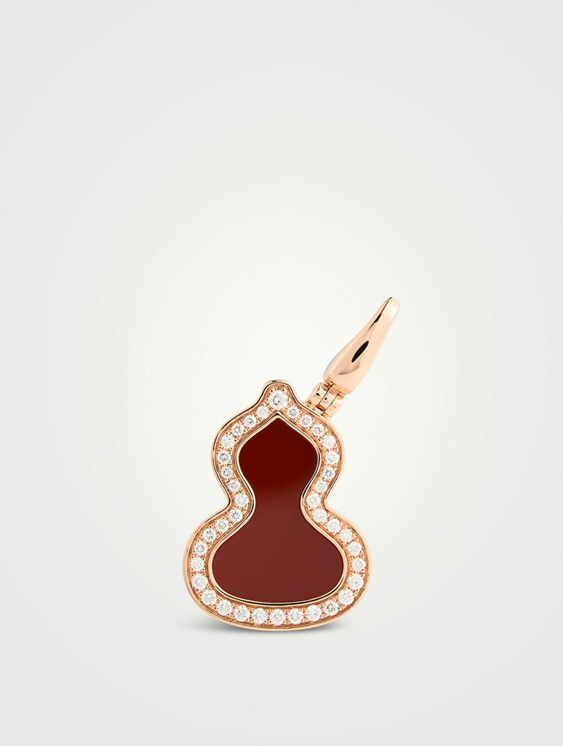Small Wulu 18K Rose Gold Red Agate Pendant With Diamonds