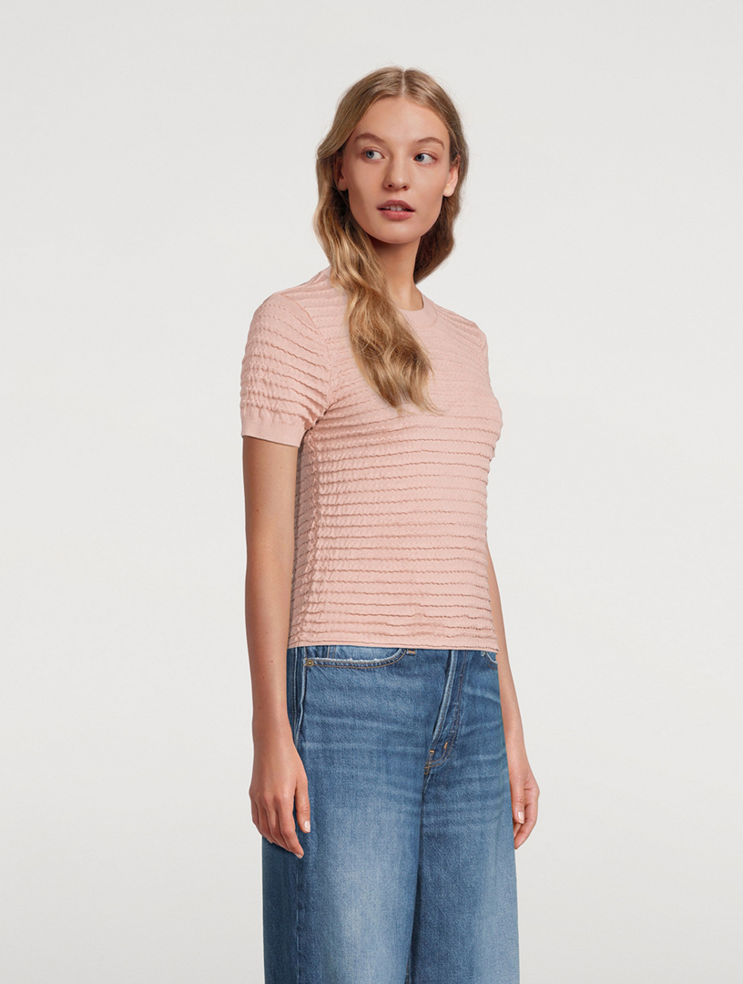 Smocked Short-Sleeve Sweater