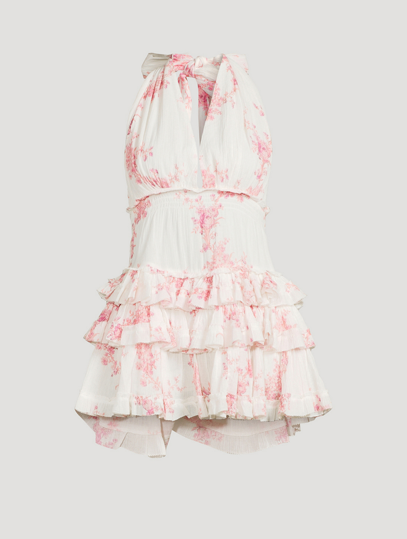 Quintelle Halter Mini Dress Floral Print