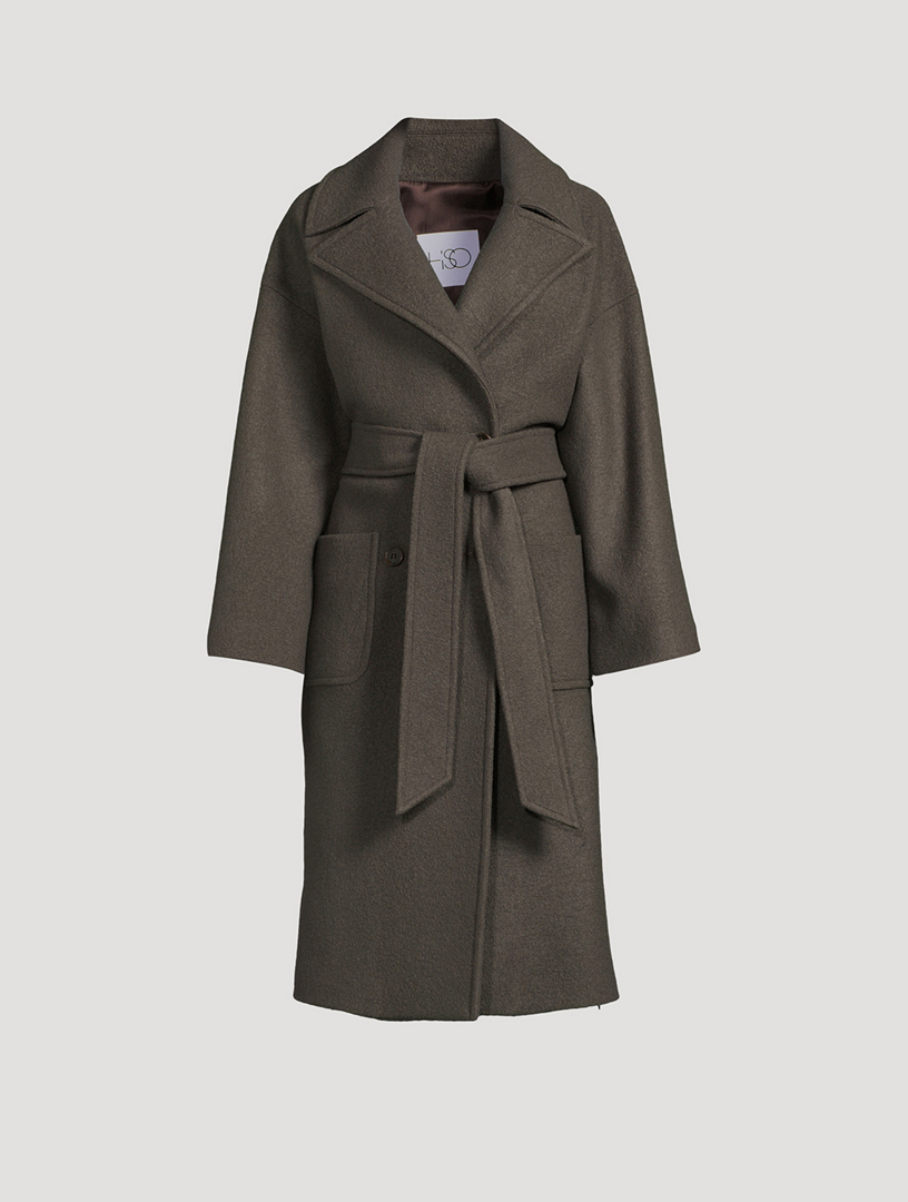 Belted wool wrap coat store