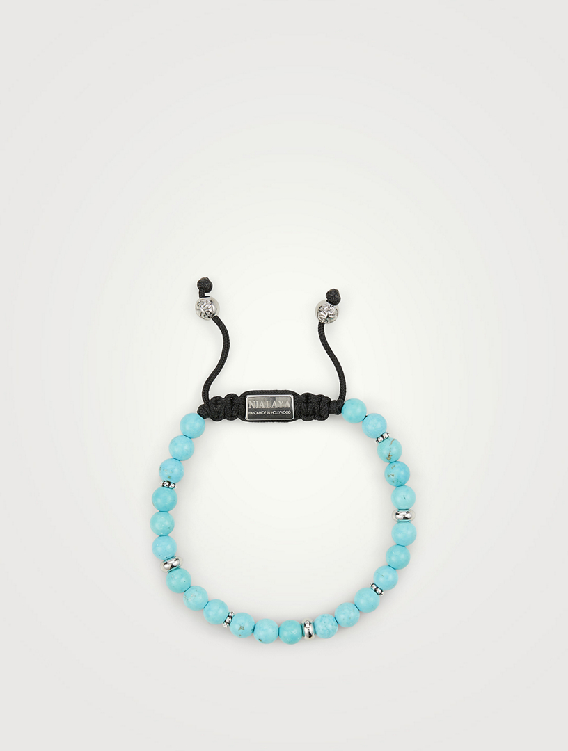 Turquoise And Silver Beaded Bracelet