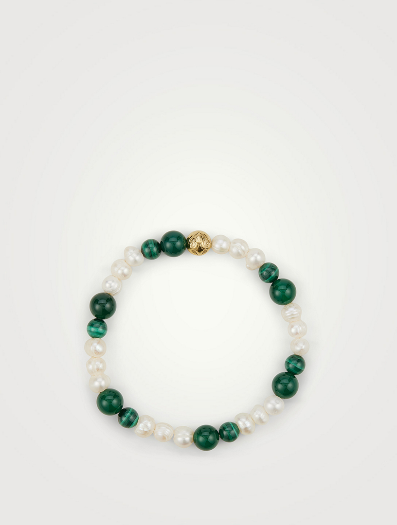 Pearl Bracelet With Green Aventurine And Malachite