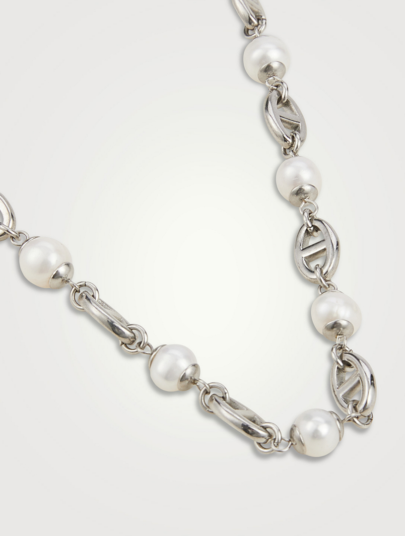 Silver Mariner Chain With Pearls
