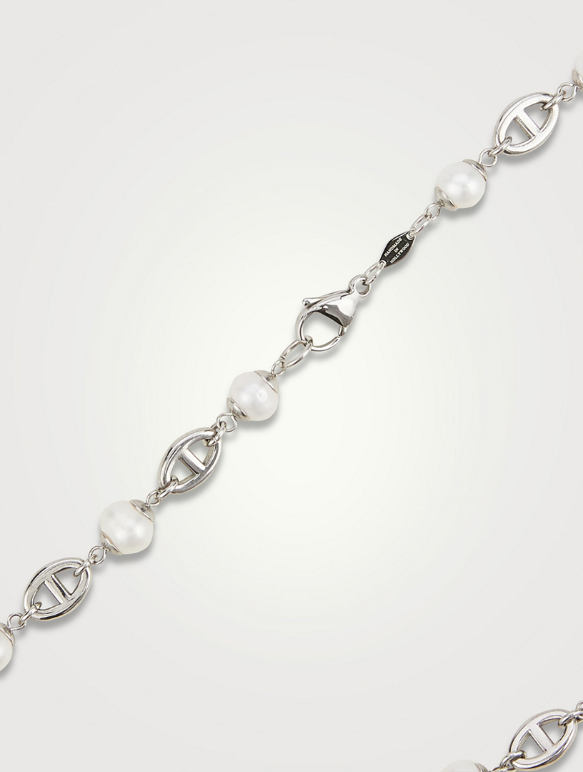 Silver Mariner Chain With Pearls