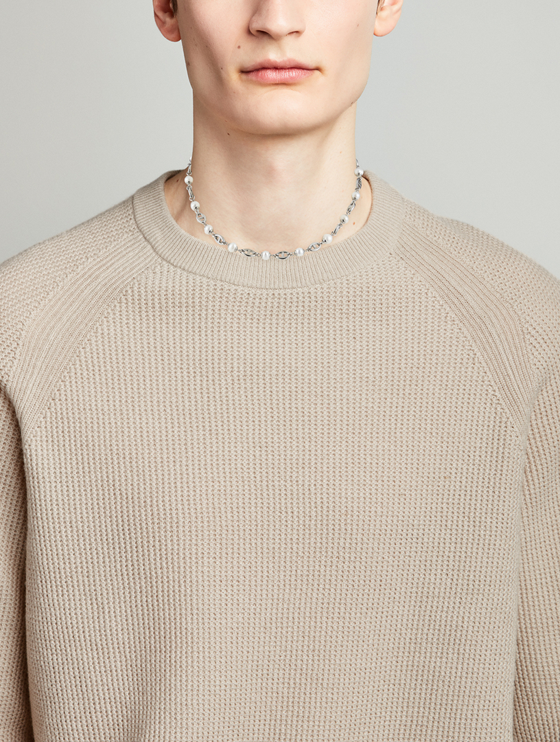 Silver Mariner Chain With Pearls