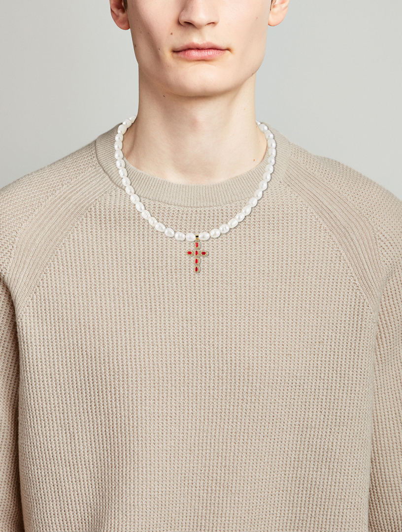 Baroque Pearl Choker Necklace With Cross