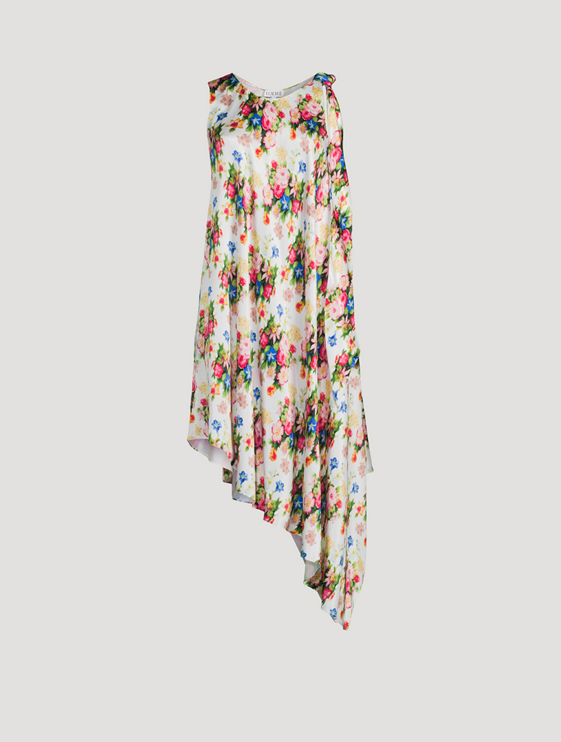 ワンピース LOEWE ASYMMETRICAL SILK FLORAL PRINT DRESS LOEWE Asymmetric Silk Dress In Floral Print | Holt Renfrew