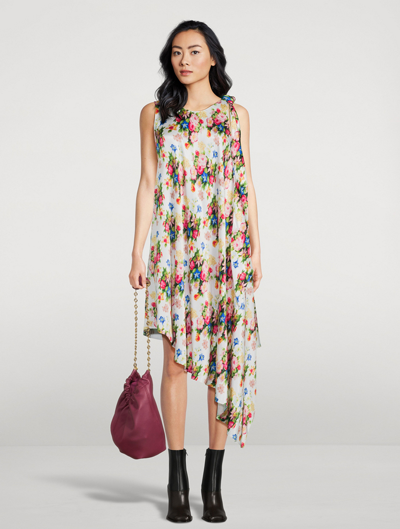 ワンピース LOEWE ASYMMETRICAL SILK FLORAL PRINT DRESS LOEWE Asymmetric Silk Dress In Floral Print | Holt Renfrew