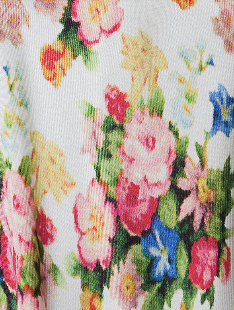 Asymmetric Silk Dress Floral Print
