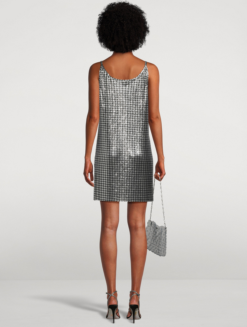 Metal Mesh Houndstooth Mini Dress