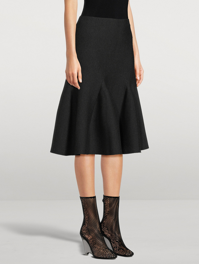 Godet Knit Midi Skirt