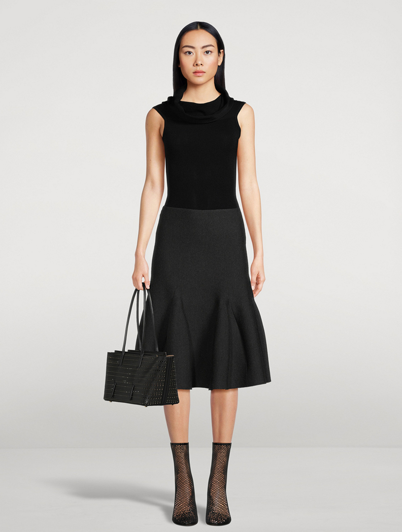 Godet Knit Midi Skirt