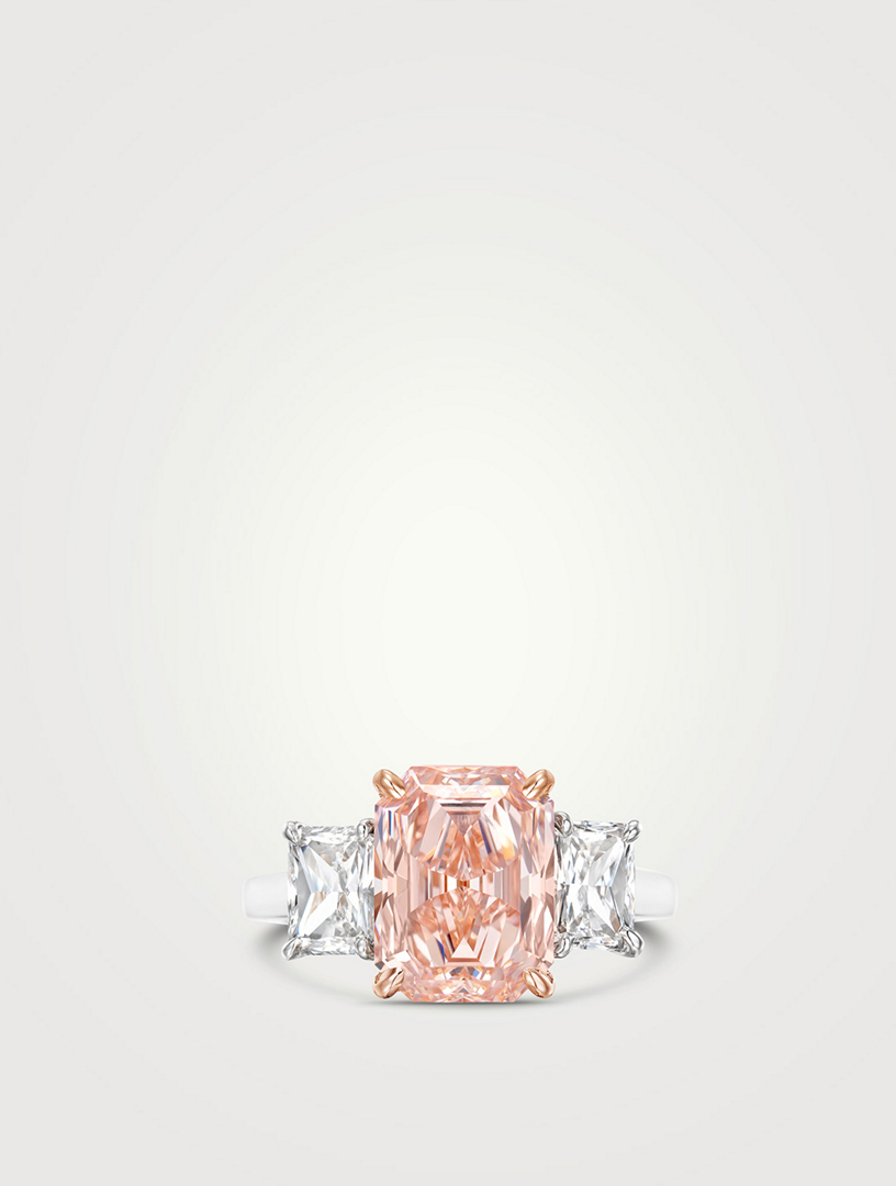Qixi 18K Rose Gold And Platinum Fancy Orange-Pink Diamond Ring