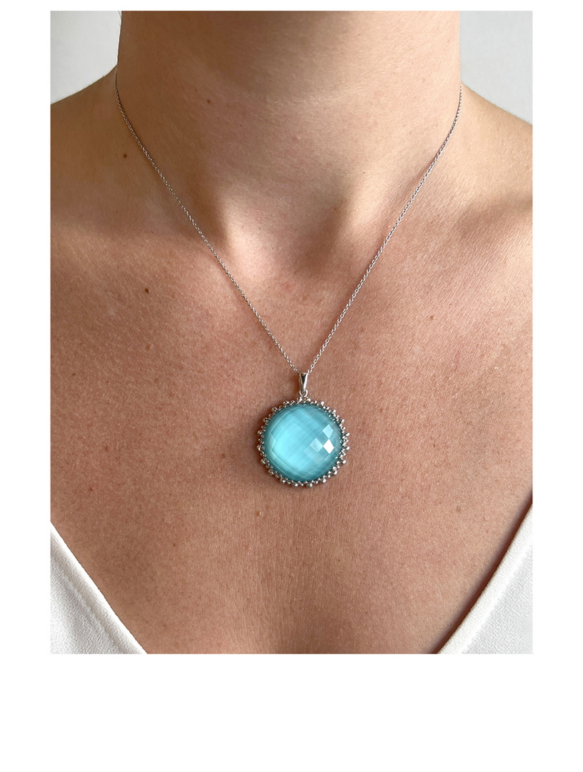 Large Dew Drop Silver Doublet Necklace With Turquoise