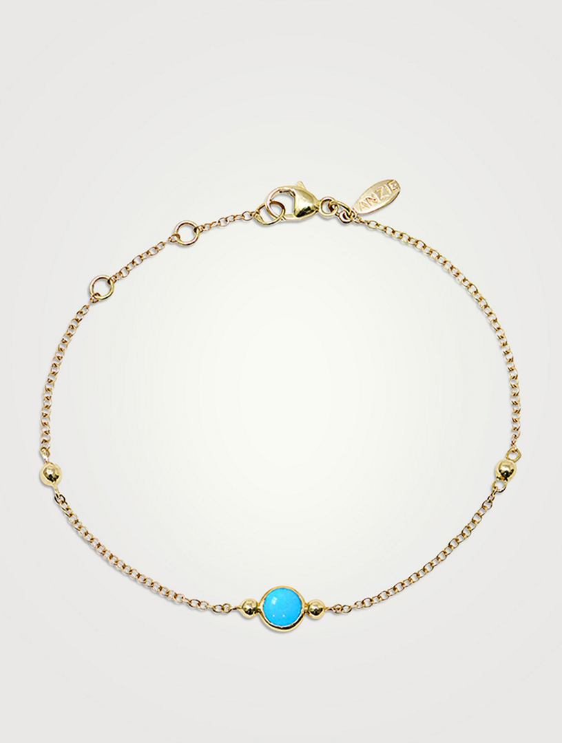 Dew Drop 14K Gold Bonheur Birthstone Bracelet With Turquoise