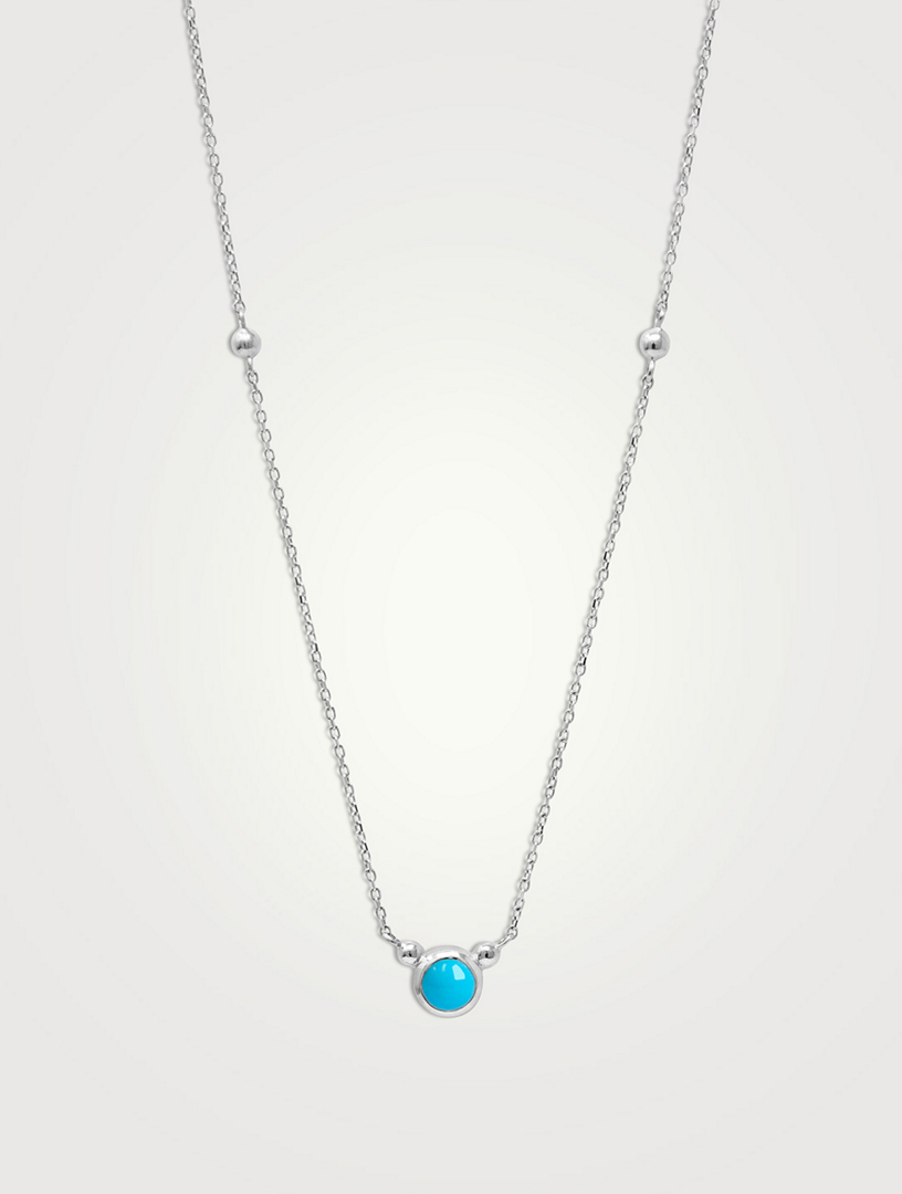 Dew Drop Silver Bonheur Birthstone Necklace With Turquoise