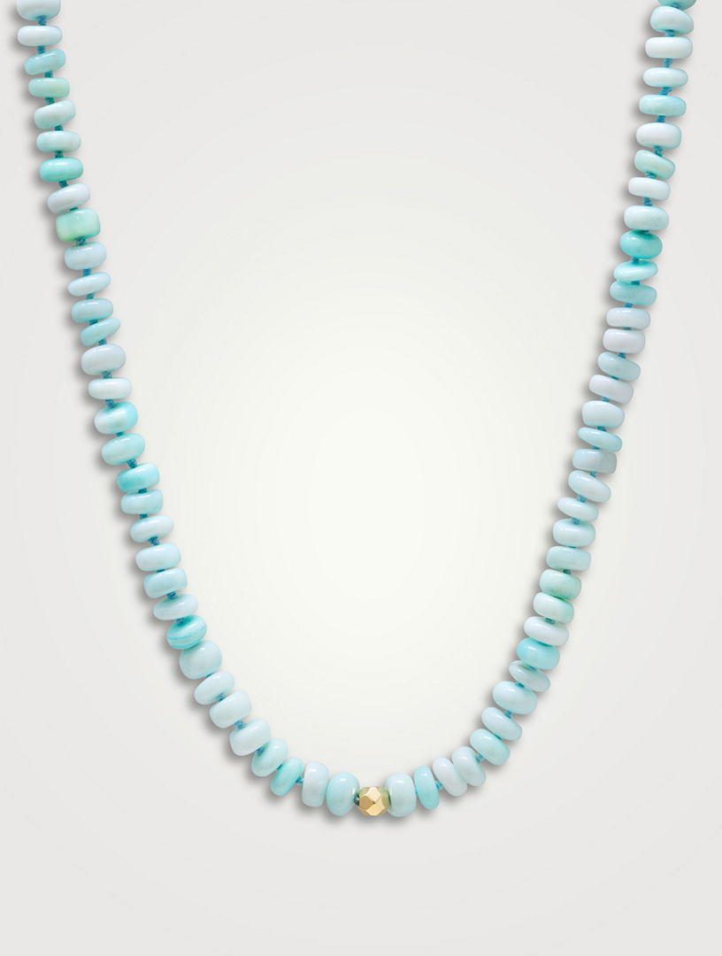 Bohème Smooth Peruvian Opal Rondelle Necklace With 14K Gold Rock Bead