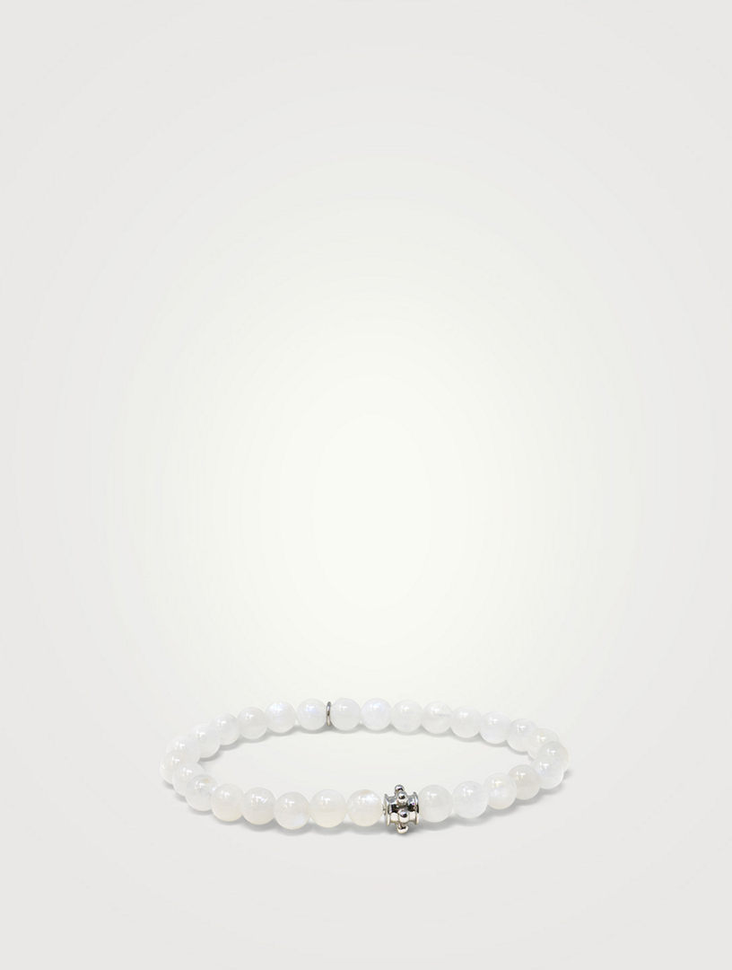 Bohème Smooth Moonstone Bracelet With Silver Dewdrop Charm