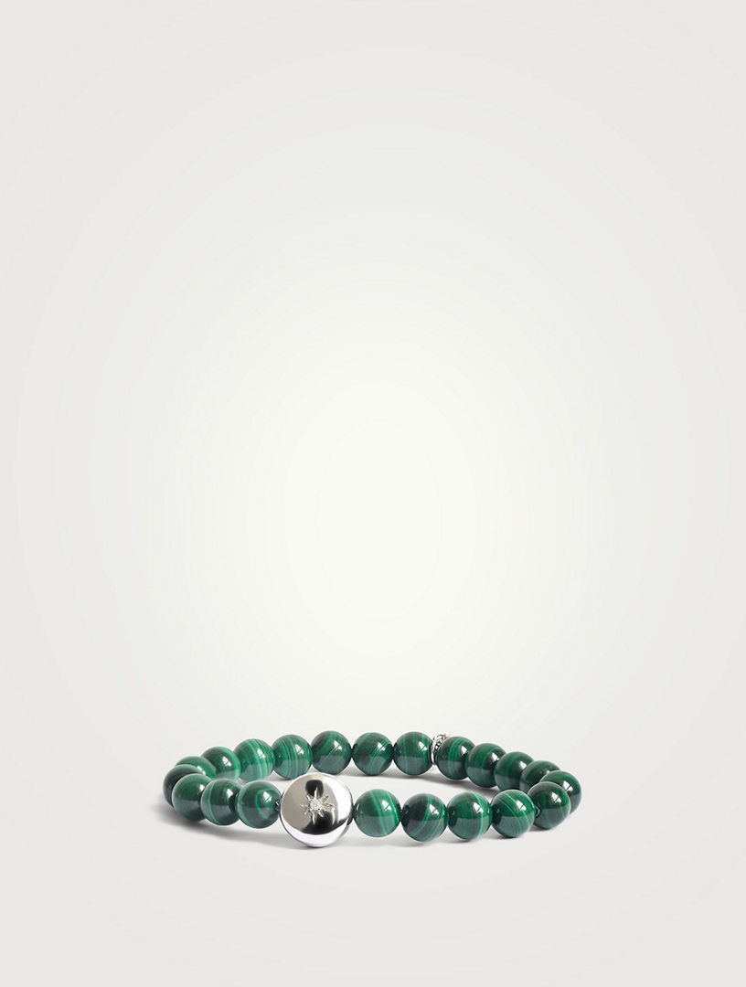 Bohème Malachite Bracelet With Silver And White Topaz Star Charm