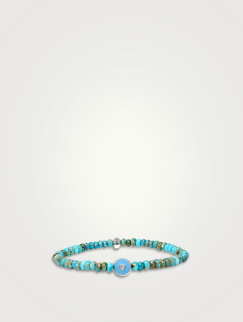 Jac+Jo Turquoise Bracelet With Silver Evil Eye Charm
