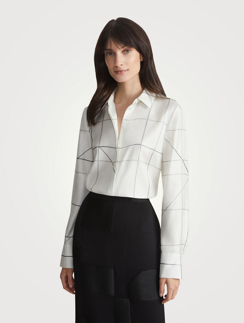 Scottie Silk Shirt Floorplan Print