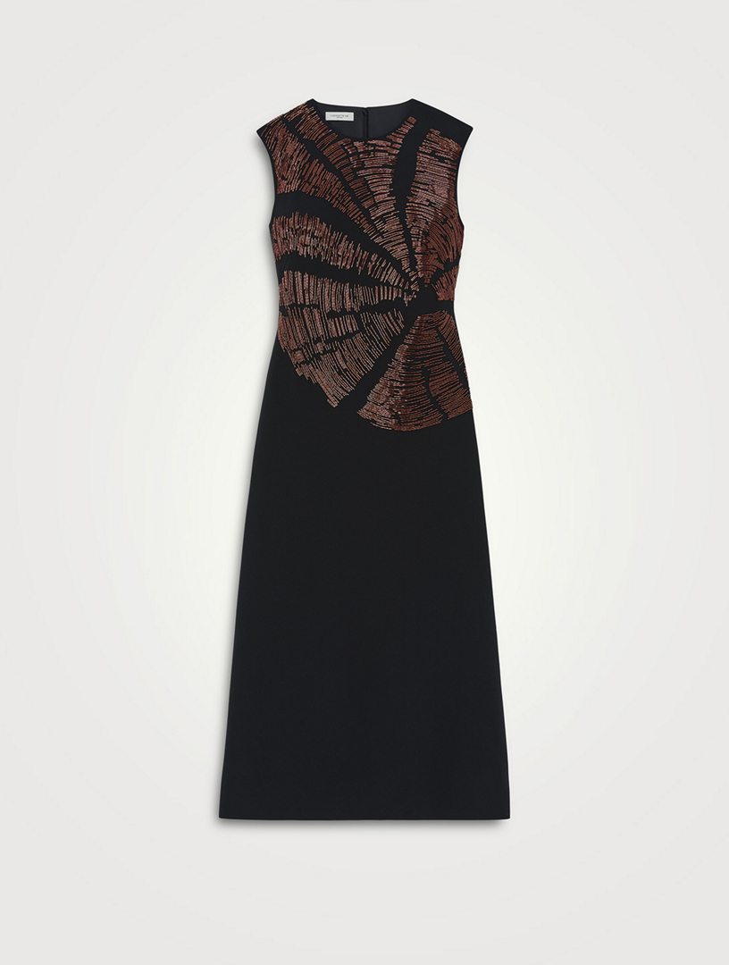 LAFAYETTE 148 NEW YORK Beaded Wool Silk Crepe Midi Dress Holt Renfrew