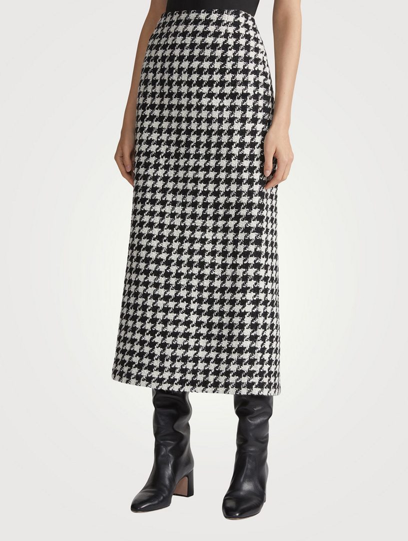 Twisted Houndstooth Pencil Skirt