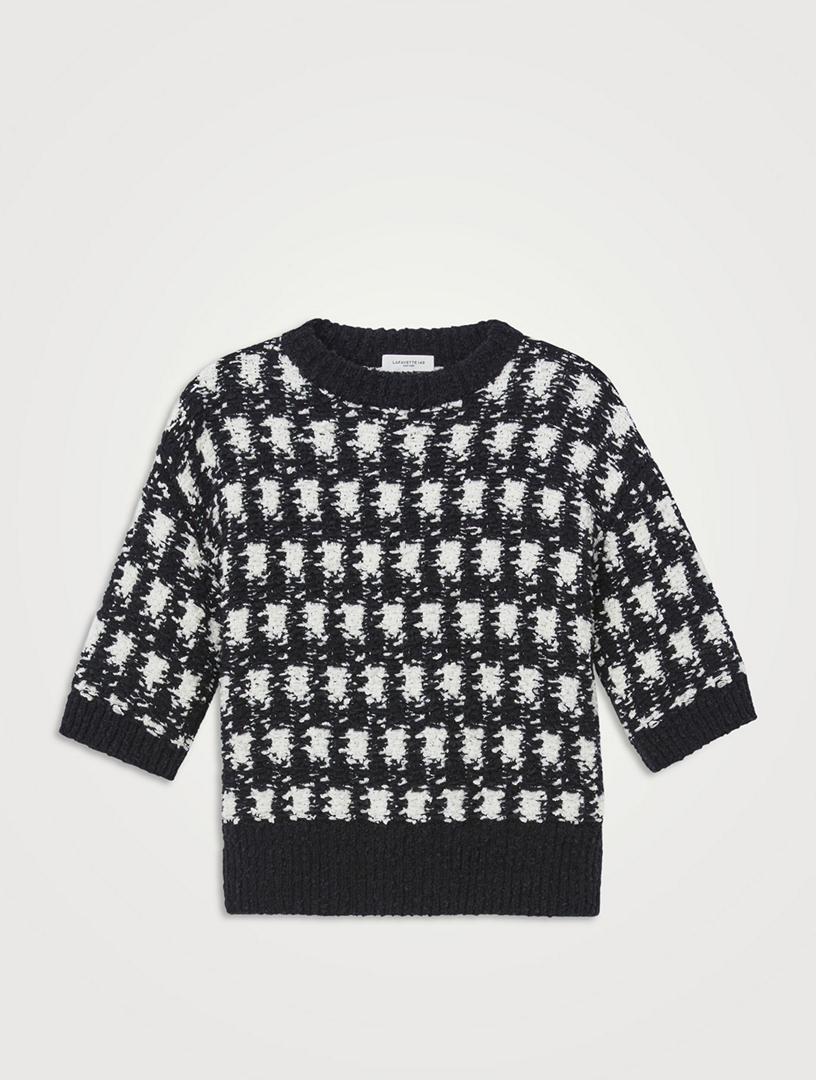 Bouclé Houndstooth Jacquard Sweater