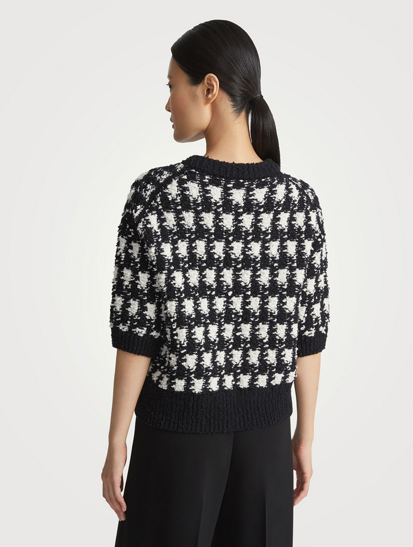 Bouclé Houndstooth Jacquard Sweater