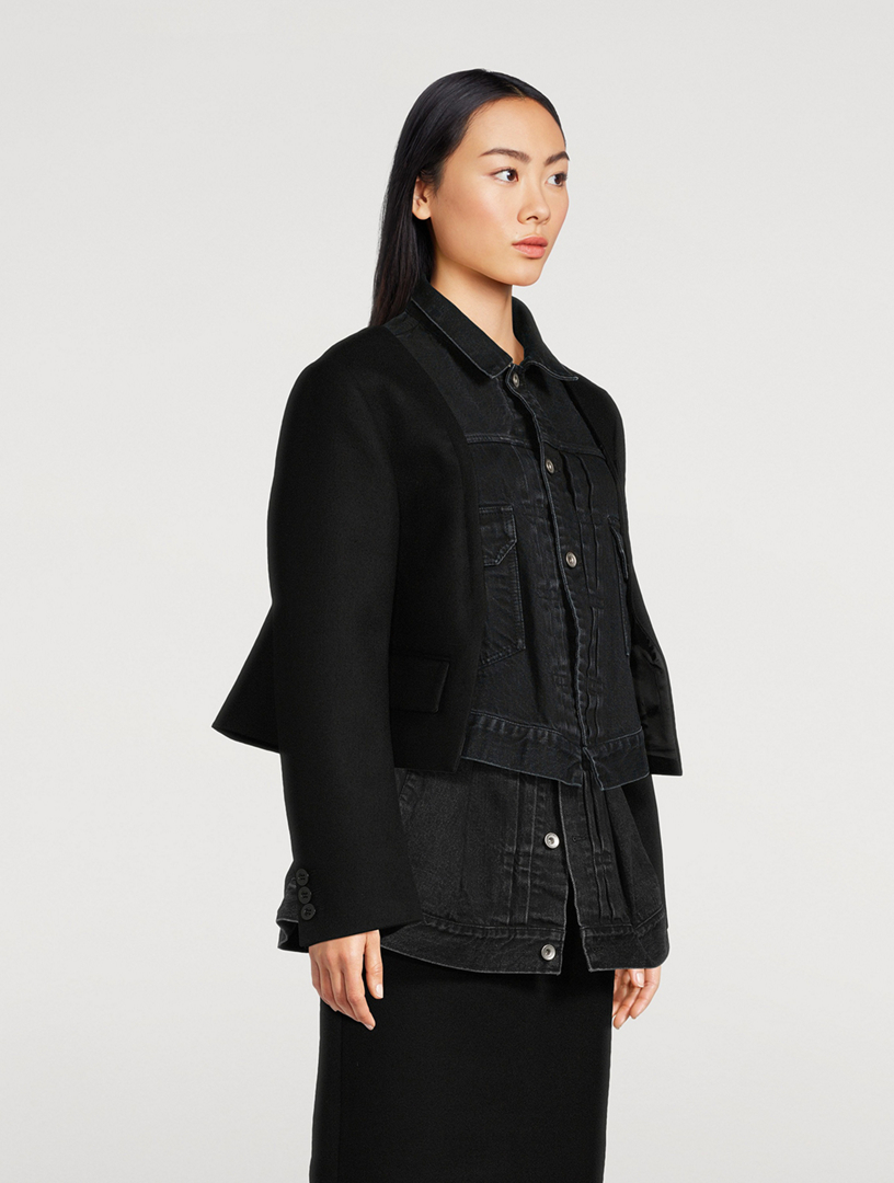 SACAI Denim And Wool Melton Jacket | Holt Renfrew