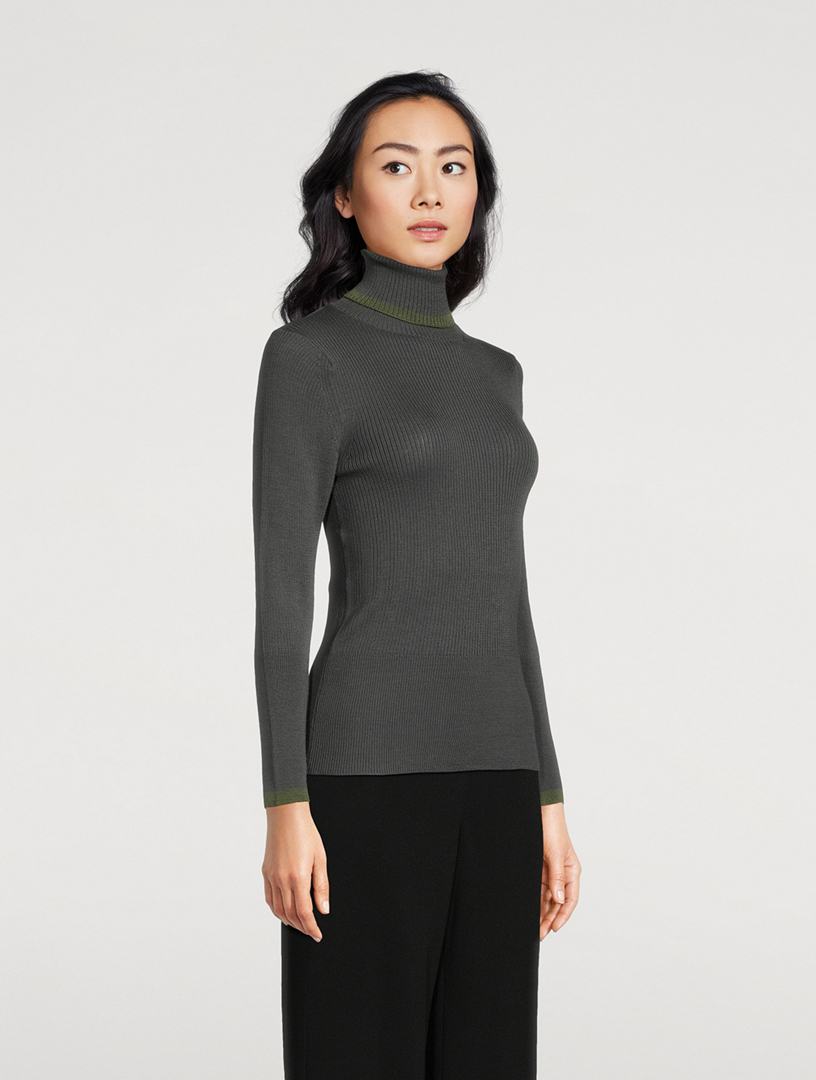 Wool Ribbed Knit Turtleneck
