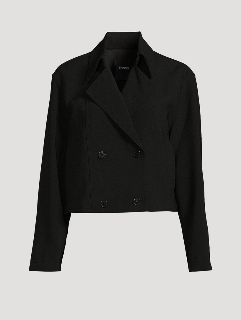 THEORY Admiral Crêpe Cropped Trench Coat | Holt Renfrew