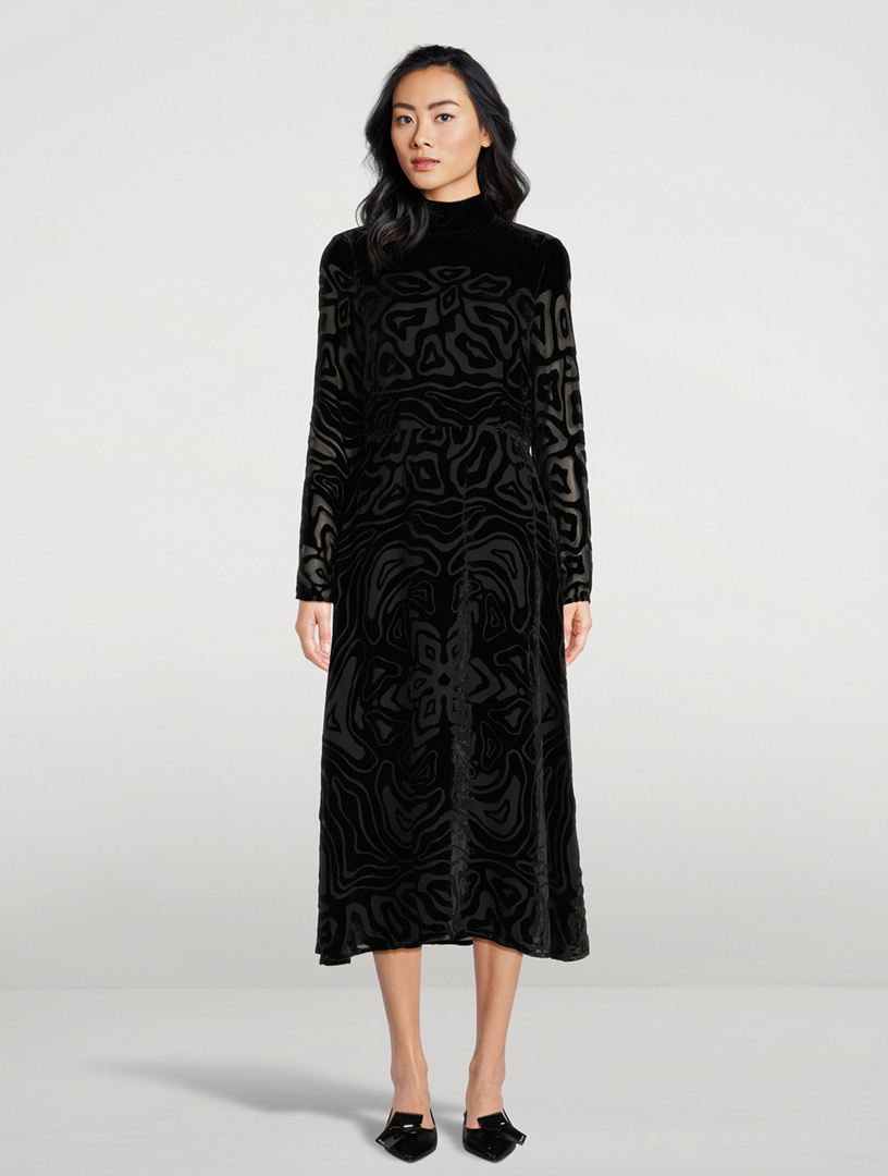 Helena Velvet Burn-Out Midi Dress