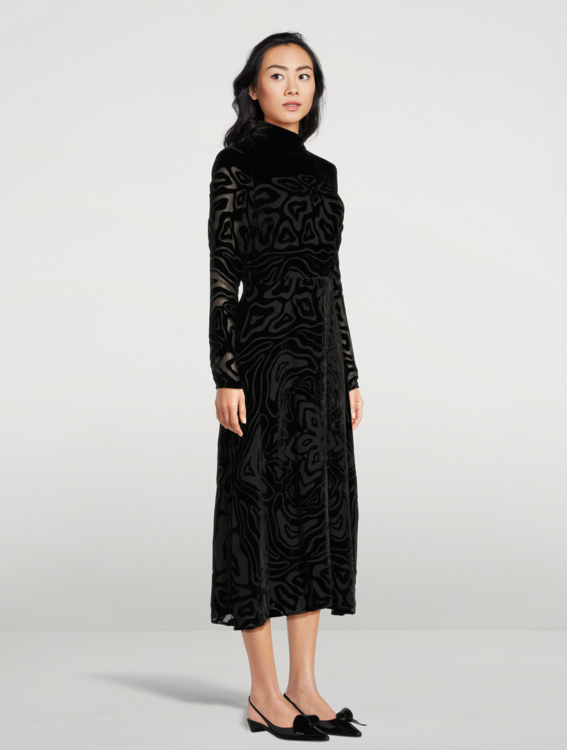 Helena Velvet Burn-Out Midi Dress