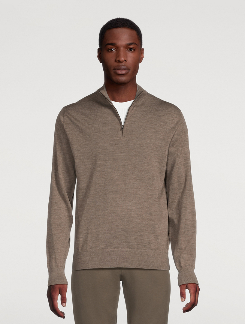 ETON Merino Wool Fine Knit Quarter Zip Sweater