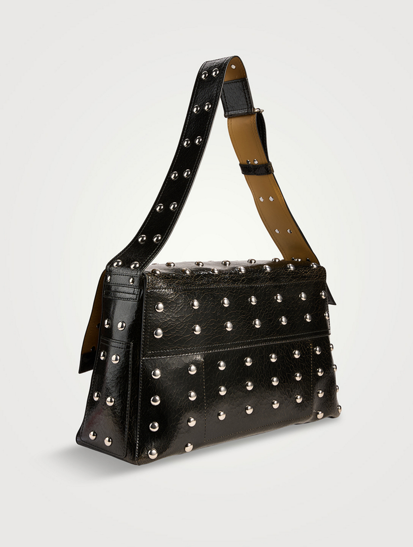 MCQUEEN Large Slouch Studded Leather Shoulder Bag | Holt Renfrew